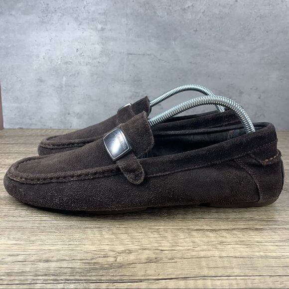 Calvin Klein~Men’s Suede Chocolate Brown Driving Loafers Moccasins~Size 9M - Picture 1 of 8
